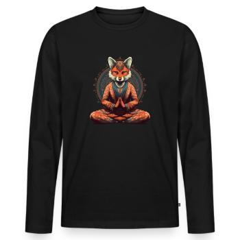 Yoga Master Fox - Men's Premium Organic Long Sleeve Shirt - black - Front - Nico (187cm)