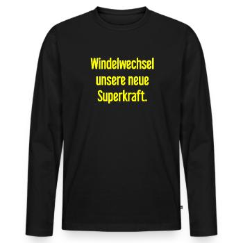 Diaper change – our new superpower - Men's Premium Organic Long Sleeve Shirt - black - Front - Nico (187cm)