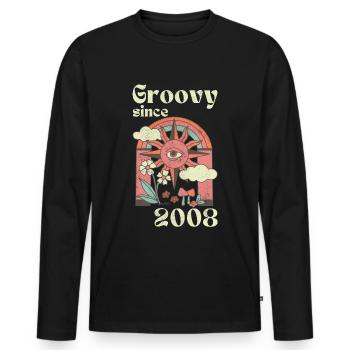 Groovy since 2008 with retro graphics - Men's Premium Organic Long Sleeve Shirt - black - Front - Nico (187cm)
