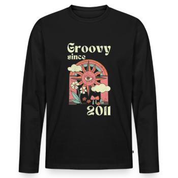 Groovy since 2011 with retro graphics - Men's Premium Organic Long Sleeve Shirt - black - Front - Nico (187cm)