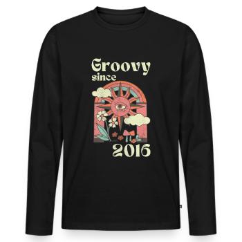 Groovy since 2016 with retro graphics - Men's Premium Organic Long Sleeve Shirt - black - Front - Nico (187cm)