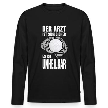GOLF GOLFSPIELER GOLFBALL UNHEILBAR GOLFER - Männer Premium Bio Langarmshirt - Schwarz - Vorne - Nico (187cm)