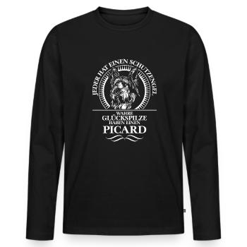 Berger PICARD Schutzengel Hundespruch Hunde - Männer Premium Bio Langarmshirt - Schwarz - Vorne - Nico (187cm)