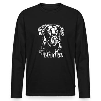 Aimé par un chien BEAUCERON Dictons chiens Wilsigns - T-shirt manches longues Premium bio Homme - noir - Devant - Nico (187cm)