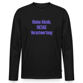 Kleine Hände, riesige Verantwortung Eltern-Spruch - Männer Premium Bio Langarmshirt - Schwarz - Vorne - Nico (187cm)