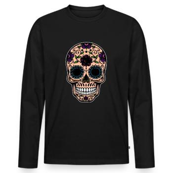Sugar Skull - Men's Premium Organic Long Sleeve Shirt - black - Front - Nico (187cm)