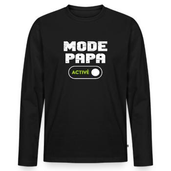 Mode papa activé - T-shirt manches longues Premium bio Homme - noir - Devant - Nico (187cm)