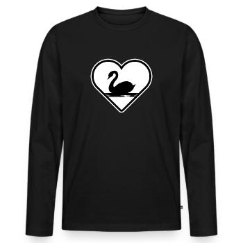 Schwan "Schwan im Herz" naturverliebt am Schwansee - Männer Premium Bio Langarmshirt - Schwarz - Vorne - Nico (187cm)