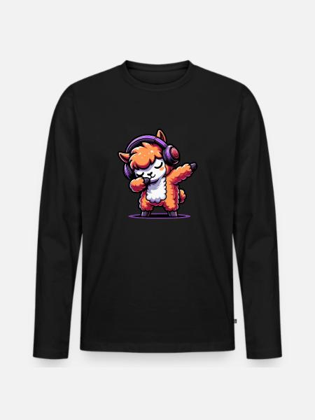 Dabbing Alpaca - Men's Premium Organic Long Sleeve Shirt - black