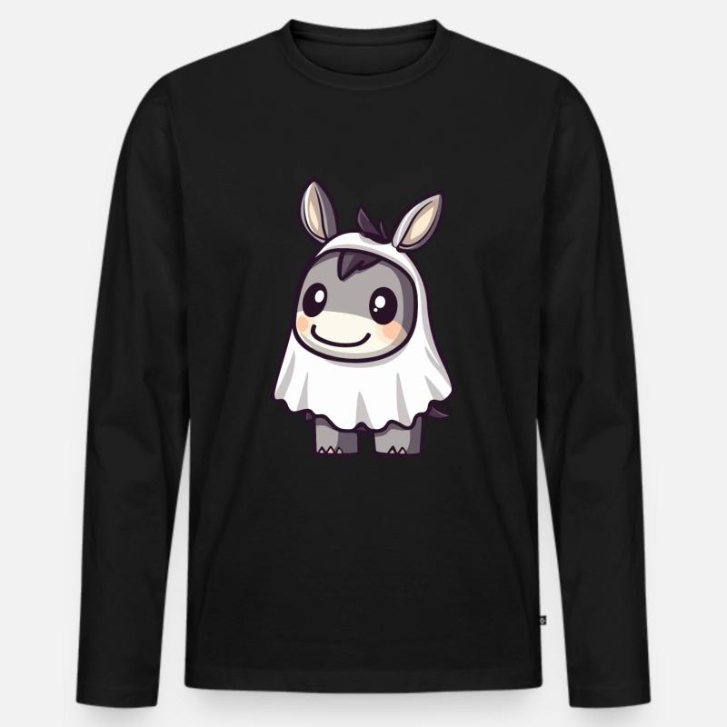 Esel Halloween Lustig Geist - Männer Premium Bio Langarmshirt - Schwarz