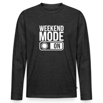 Weekend Mode On - Men's Premium Organic Long Sleeve Shirt - heather anthracite - Front - Nico (187cm)