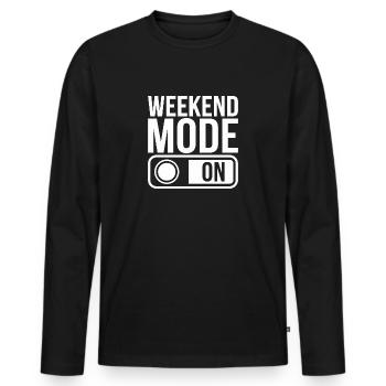 Weekend Mode On - Men's Premium Organic Long Sleeve Shirt - black - Front - Nico (187cm)