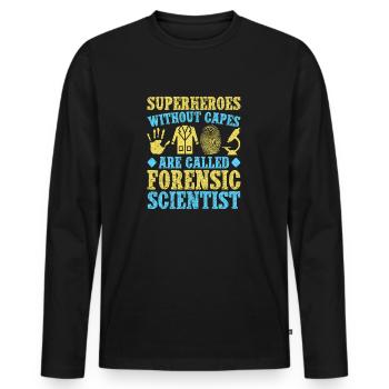 Super-héros majeurs en sciences médico-légales sans Cabes - T-shirt manches longues Premium bio Homme - noir - Devant - Nico (187cm)