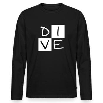 DIVE im Quadrat - Männer Premium Bio Langarmshirt - Schwarz - Vorne - Nico (187cm)