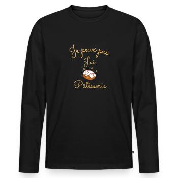 J PEUX PAS J'AI PATISSERIE - T-shirt manches longues Premium bio Homme - noir - Devant - Nico (187cm)