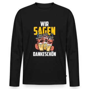 Dankeschön, Brüder, Bier, Spruch, Cartoon, Lustig - Männer Premium Bio Langarmshirt - Schwarz - Vorne - Nico (187cm)