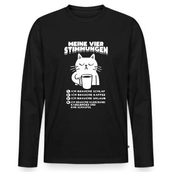 Lustige Katze Stimmung Kaffee Büro Geschenk Fun - Männer Premium Bio Langarmshirt - Schwarz - Vorne - Nico (187cm)