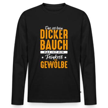 Dicker Bauch, Feinkostgewölbe, Feinschmecker, Fun - Männer Premium Bio Langarmshirt - Schwarz - Vorne - Nico (187cm)