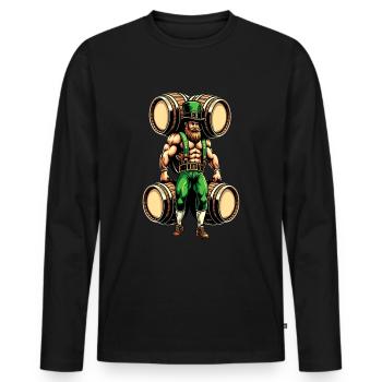 Strong Leprechaun (Irish Leprechaun) - Men's Premium Organic Long Sleeve Shirt - black - Front - Nico (187cm)