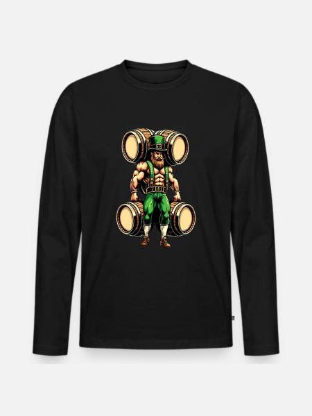 Strong Leprechaun (Irish Leprechaun) - Men's Premium Organic Long Sleeve Shirt - black