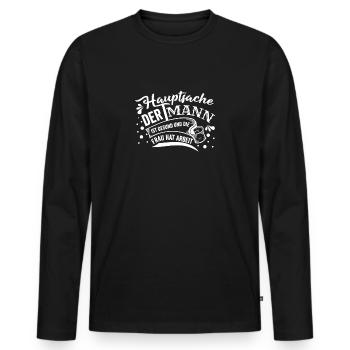 Hausmann witzig - Männer Premium Bio Langarmshirt - Schwarz - Vorne - Nico (187cm)