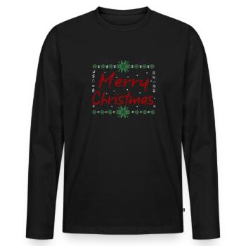 Joyeux réveillon de Noël Imprimé tricoté - T-shirt manches longues Premium bio Homme - noir - Devant - Nico (187cm)