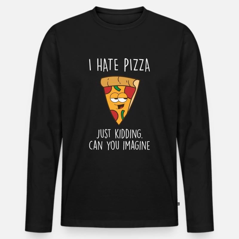 Pizza - Männer Premium Bio Langarmshirt - Schwarz