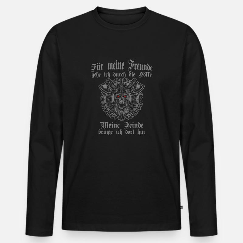 Meine Freunde - Männer Premium Bio Langarmshirt - Schwarz