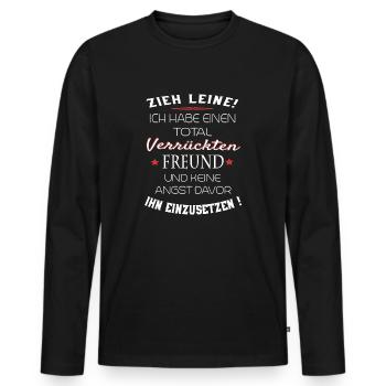 total verrückter Freund - Männer Premium Bio Langarmshirt - Schwarz - Vorne - Nico (187cm)