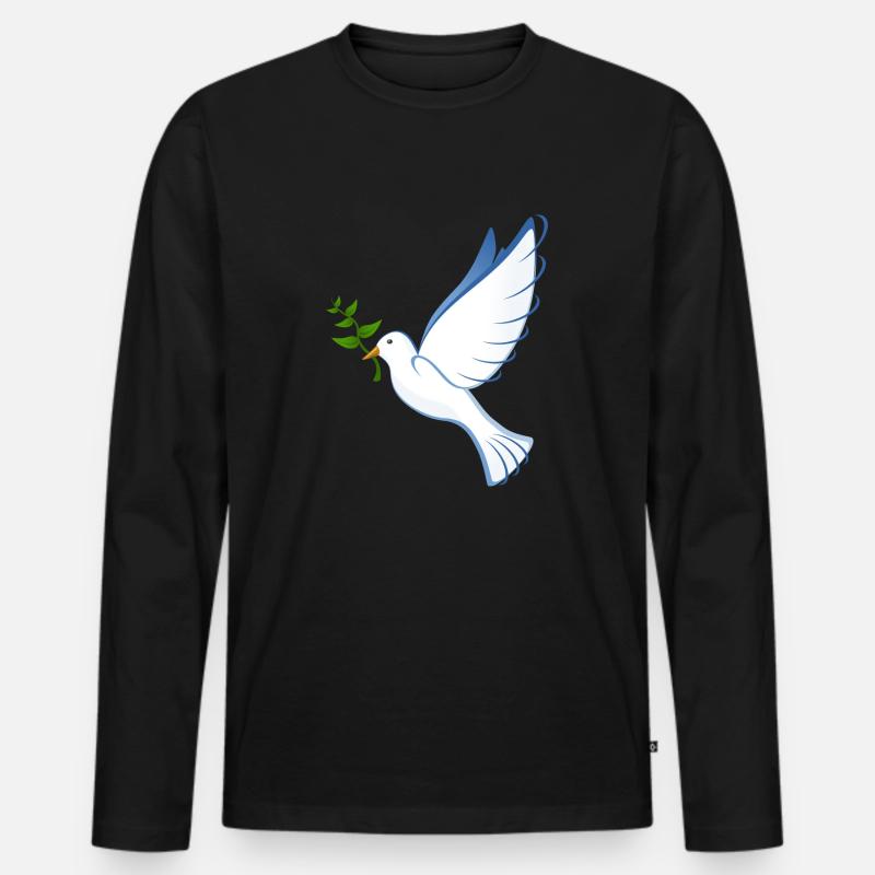 Wunderschöne weisse Taube - Männer Premium Bio Langarmshirt - Schwarz