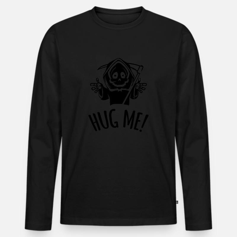 HUG ME ! - Männer Premium Bio Langarmshirt - Schwarz