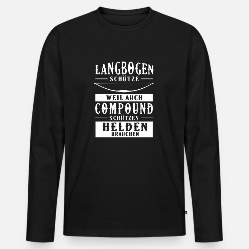 Langbogen Helden Bogenschiessen Traditionell - Männer Premium Bio Langarmshirt - Schwarz