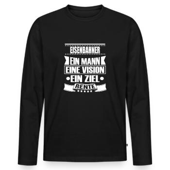 EISENBAHNER - Männer Premium Bio Langarmshirt - Schwarz - Vorne - Nico (187cm)