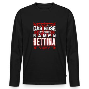 BETTINA - Böse - Männer Premium Bio Langarmshirt - Schwarz - Vorne - Nico (187cm)