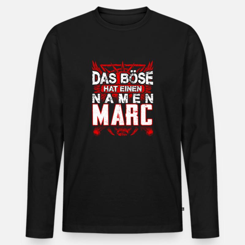 MARC - Name - Männer Premium Bio Langarmshirt - Schwarz