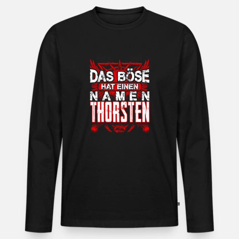 THORSTEN - Name - Männer Premium Bio Langarmshirt - Schwarz