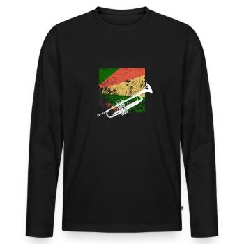 Trumpet - Men's Premium Organic Long Sleeve Shirt - black - Front - Nico (187cm)