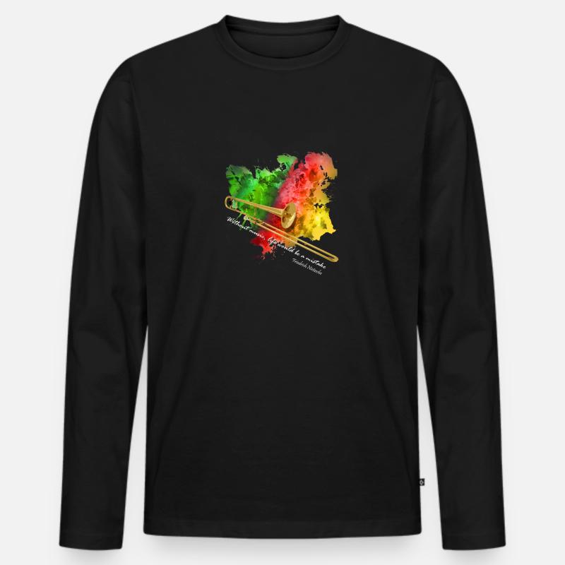 posaune - Männer Premium Bio Langarmshirt - Schwarz
