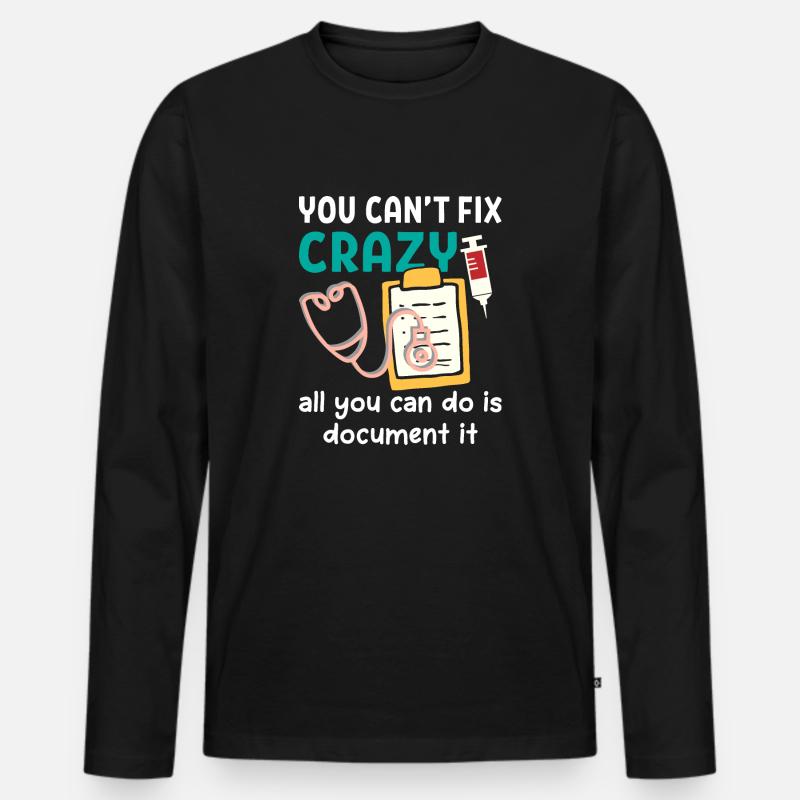 Nurse Tshirt Funny - Männer Premium Bio Langarmshirt - Schwarz