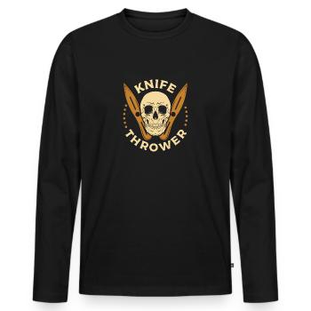 Knife throw Skeleton Gift - Men's Premium Organic Long Sleeve Shirt - black - Front - Nico (187cm)