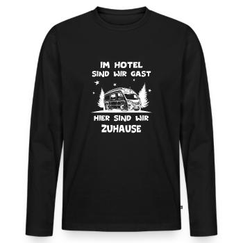 Camping Kastenwagen Shirt - Männer Premium Bio Langarmshirt - Schwarz - Vorne - Nico (187cm)