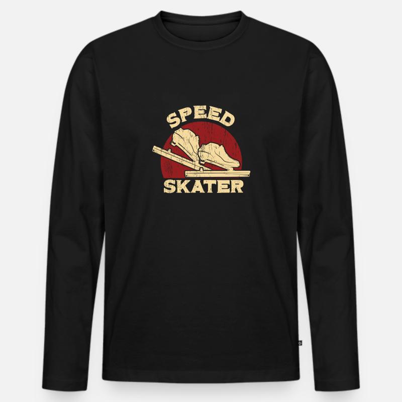 Eisschnelllauf - Männer Premium Bio Langarmshirt - Schwarz