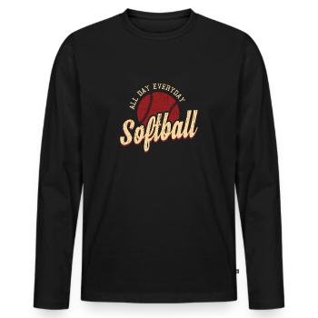 Softball - Männer Premium Bio Langarmshirt - Schwarz - Vorne - Nico (187cm)