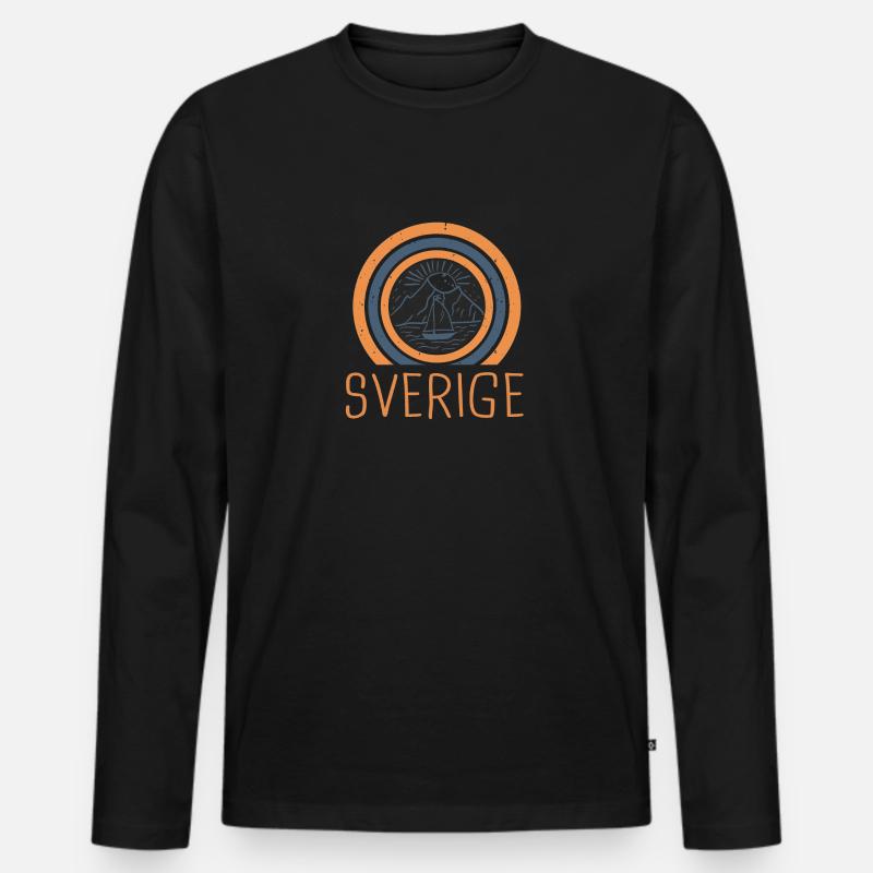 sverige - Männer Premium Bio Langarmshirt - Schwarz