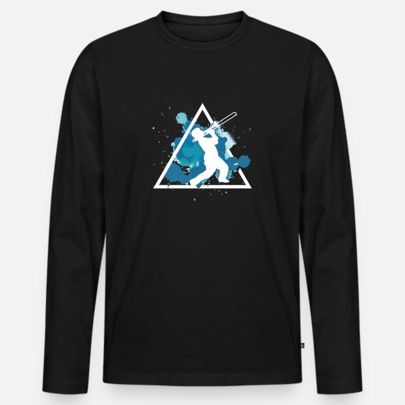 posaune - Männer Premium Bio Langarmshirt - Schwarz
