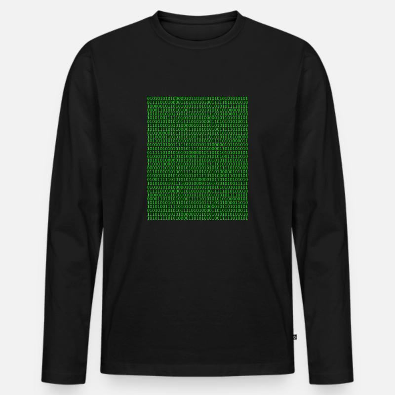 Matrix aus Zahlen - Hacker - Männer Premium Bio Langarmshirt - Schwarz