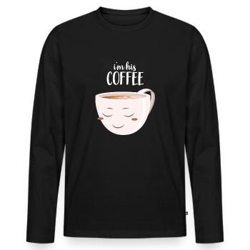 I'm His Coffee | I'm Her Donut (Part 2) - T-shirt manches longues Premium bio Homme - noir - Devant - Nico (187cm)