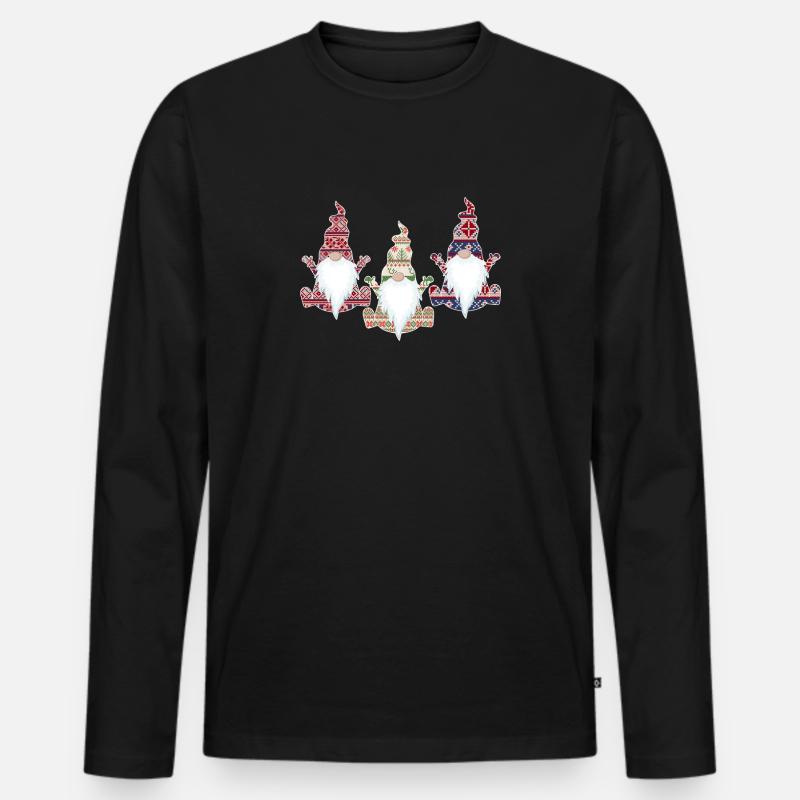 Hässlicher Weihnachtsstrickjacke-Gnom - Männer Premium Bio Langarmshirt - Schwarz