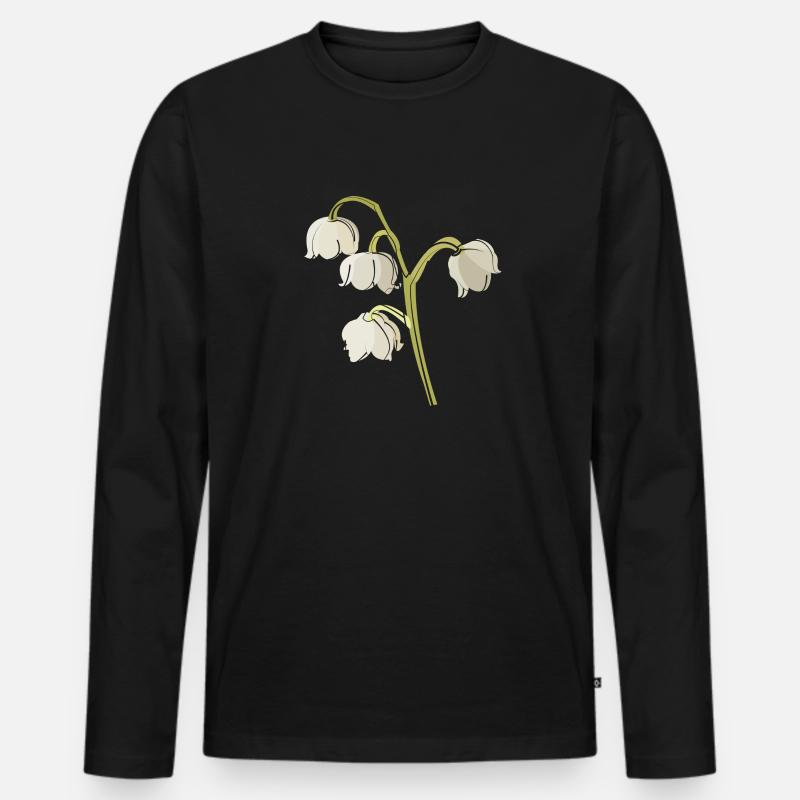 Maiglöckchen - Männer Premium Bio Langarmshirt - Schwarz