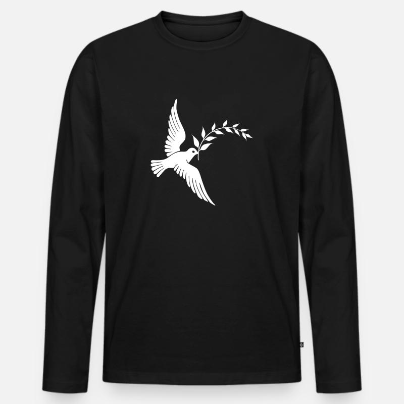 Friedenstaube Frieden Taube - Männer Premium Bio Langarmshirt - Schwarz
